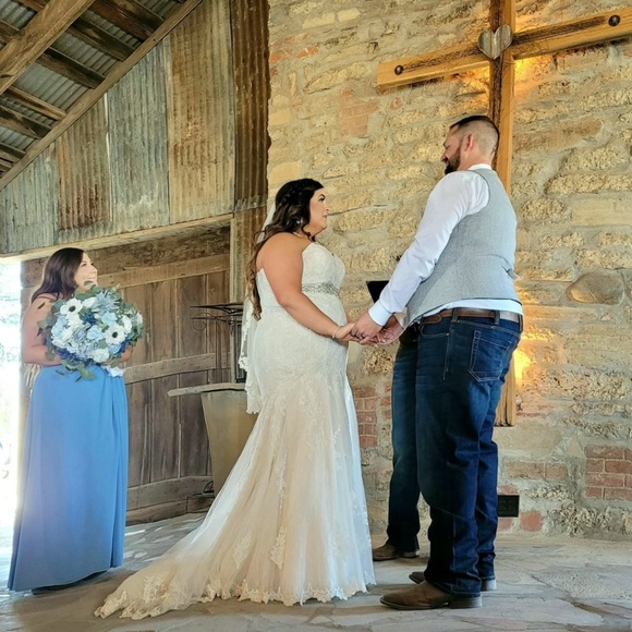 2021 David’s Bridal Plus Size Mermaid Wedding Dress STYLE# AI13030441 - Picture 3 of 8